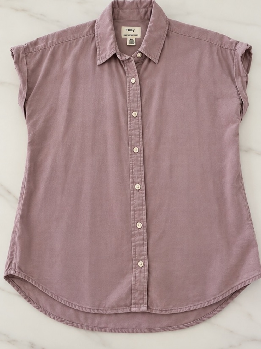 Tilley 100% Tencel™ Button-Up Blouse – Mauve – Size M
